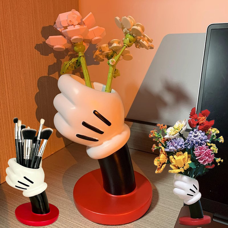 การ์ตูนมิกกี้แจกันดอกไม้ ที่วางแปรงแต่งหน้า น่ารักจังที่ใส่ปากกา องประดับแจกันบ ้เรซิน ของตกแต่งบ้าน