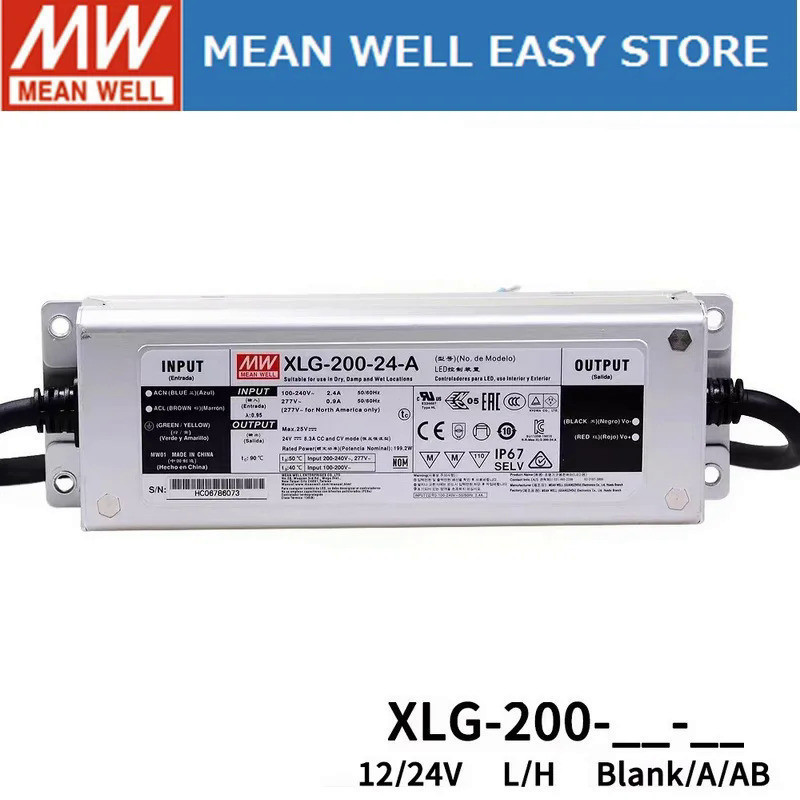 MEAN WELL XLG-200 XLG-200-12-A XLG-200-24-A XLG-200-HA XLG-200-LA XLG-200-H-AB XLG-200-L-AB MEAN XLG