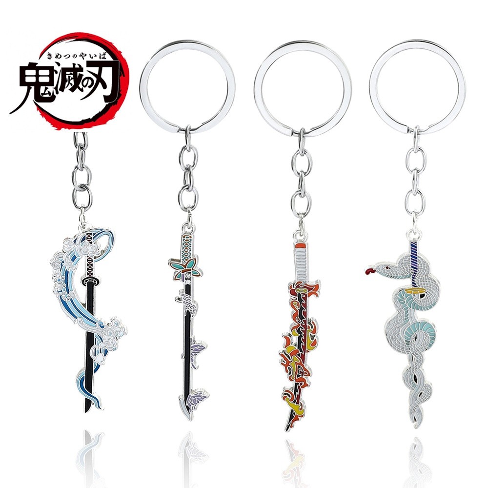 Anime Demon Slayer Sword Keychain Kimetsu no Yaiba Tomioka Giyuu Kochou Shinobu Weapon Cosplay Key C