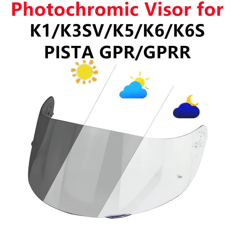 2025NEWReadyStockPhotochromic Helmet Visor สําหรับ AGV K1S/K3SV/K5/K5S/K6/K6S Shield Uv-cut Pista GP