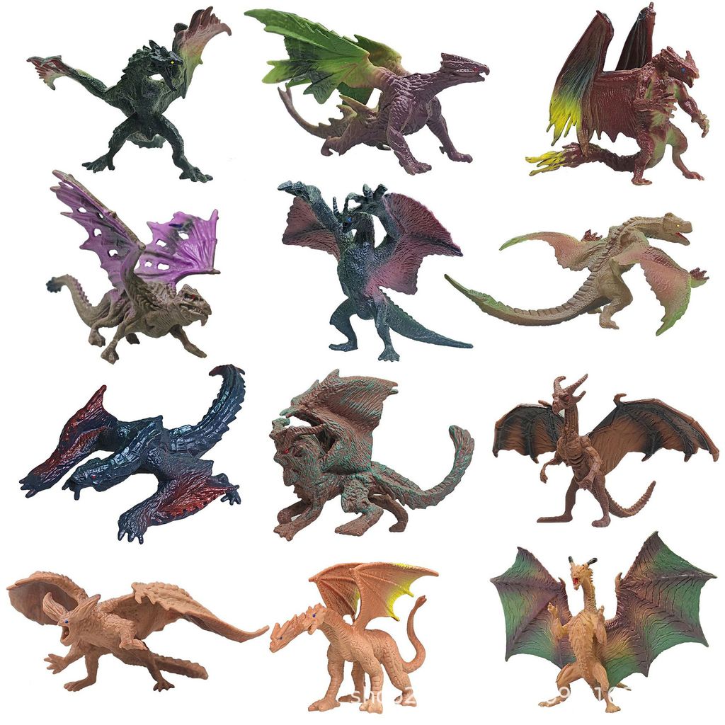 จําลอง Warcraft Dragon ไดโนเสาร์ของเล่น Double-Headed Dragon Ice Cracked ฟันมังกร Flying Dragon Magi