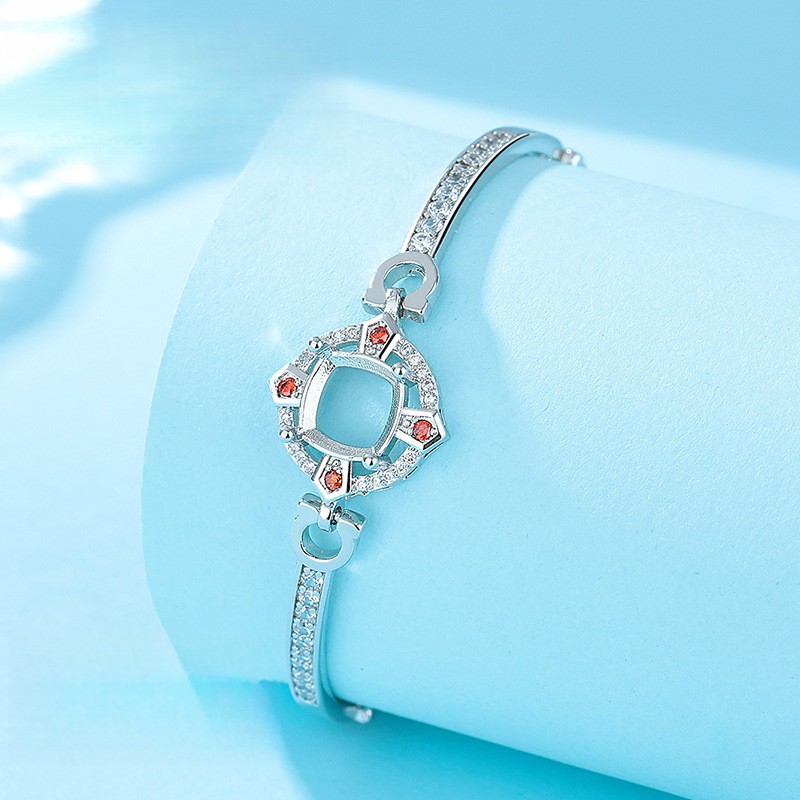 Princess Cut Small Sun White Gold สร้อยข้อมือผู้หญิง DIY Inlay Fat Square Diamond Factory