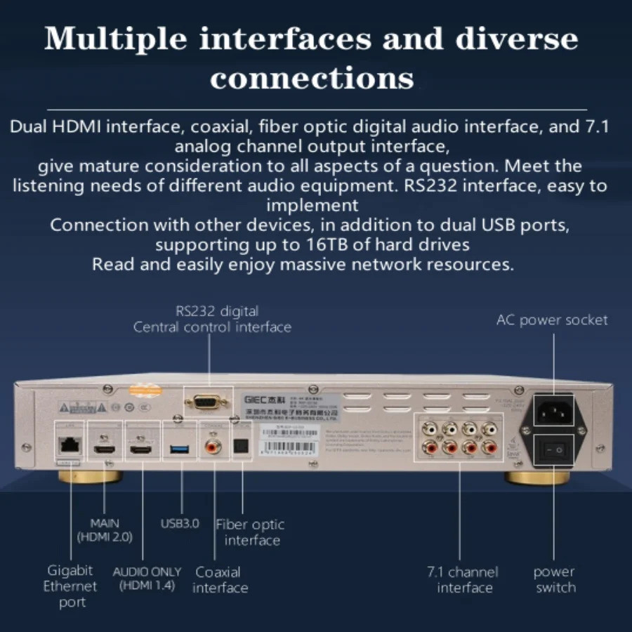 G5700 Gold Dolby Vision 4k Uhd Blu-ray Dvd Player Hd Hard Disk Player สําหรับ Home พร้อม Hard Disk ช