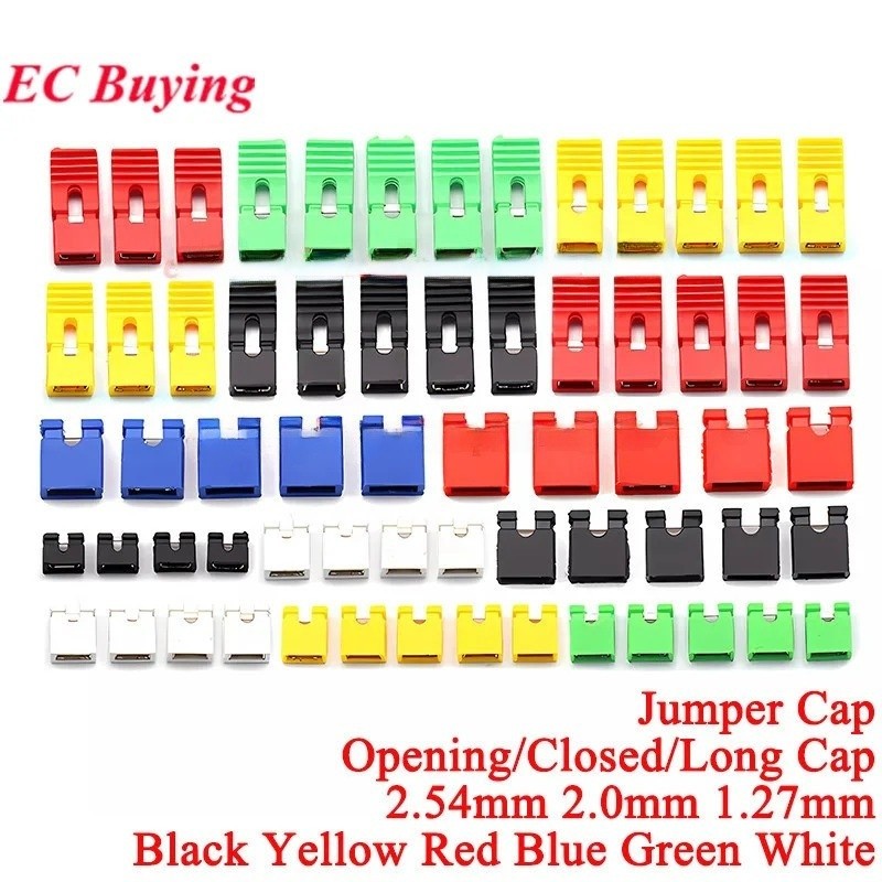 50-100 ชิ้นจัมเปอร์หมวก 2.54 มม.2.0 มม.1.27 มม.Pitch Pin Header สั้นหมวกลวดตัวเชื่อมต่อ Sunt ยาวประเภทจัมเปอร์ปลั๊กฝาครอบ