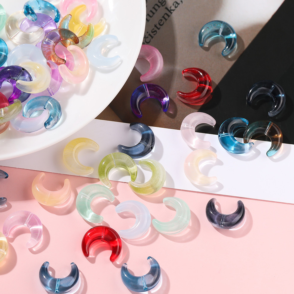 St.kunkka ลูกปัดแก้ว10ชิ้นสีน้ำมันใสลูกปัดร้อยดวงจันทร์สำหรับการทำสร้อยข้อมือสร้อยคอแบบทำมือ - รูปที่ 2