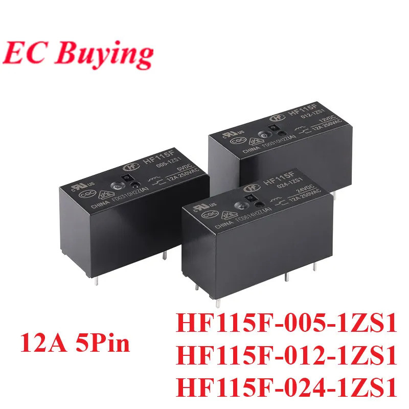รีเลย์กําลังสูง 2 ชิ้น/1 ชิ้น 12A HF115F HF115F-005-1ZS1 HF115F-012-1ZS1 HF115F-024-1ZS1 DC 5V 12V 2