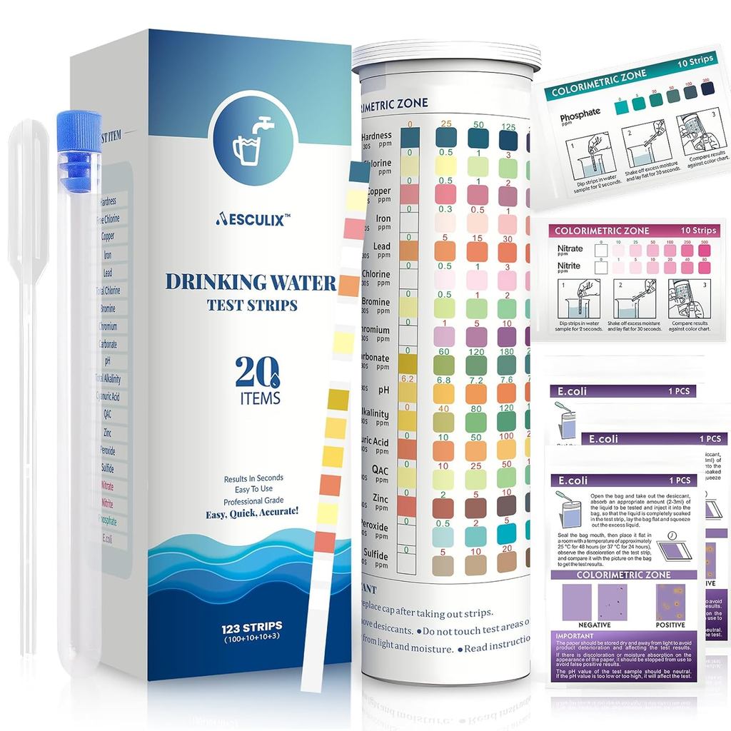 20 in 1 Water Tester for Drinking Water, Well Water Testing Kit, Suitable for Household Tap Water, N
