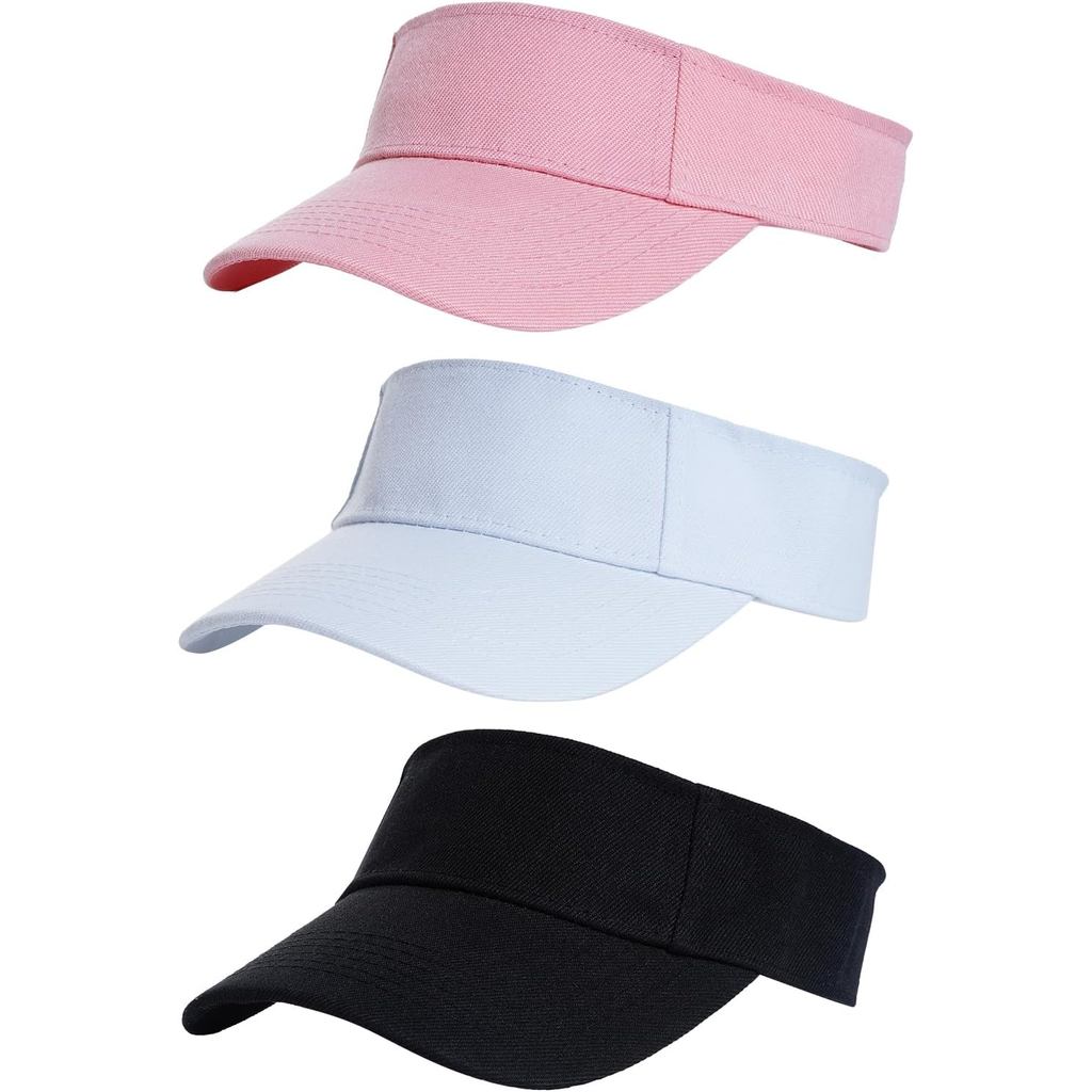 Yookat 3 Pack Visor Sun Hat Adjustable Sun Visor Caps Golf Tennis Visor Hat for Sports Girls Boys Ou