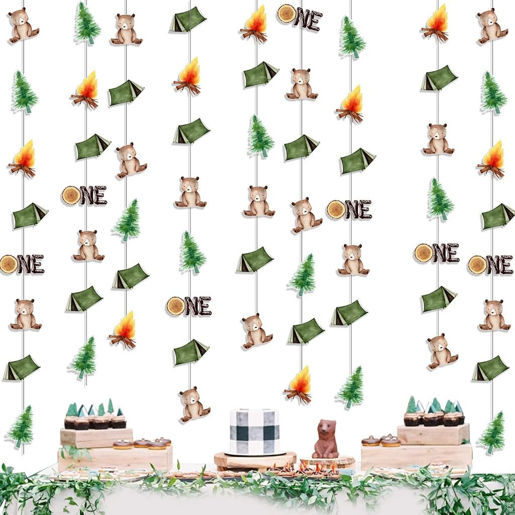 Kreatwow One Happy Camper Birthday Decoration Camping 1st Birthday Hanging Garland Camping Themed Pa