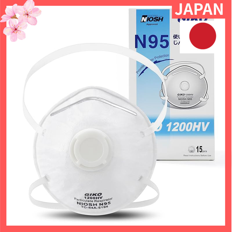 [GIKO] N95 Mask with Exhalation Valve, 15 Masks per Box, NIOSH Approved, 1200HV Type, Three-Dimensio