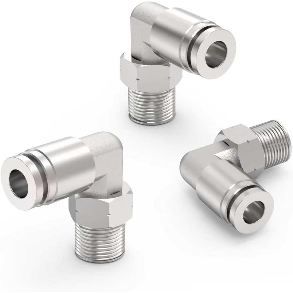 304 Stainless Steel 3Packs 3/8" OD Tube x 3/8" NPT Thread Elbow Push to Connect Fittings,Pneumatic M