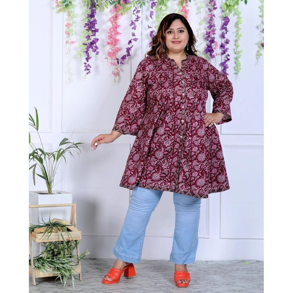 Cotton Tunic Dress Plus Size Women 7 Designs 4XL ถึง 7XL DEBAYU
