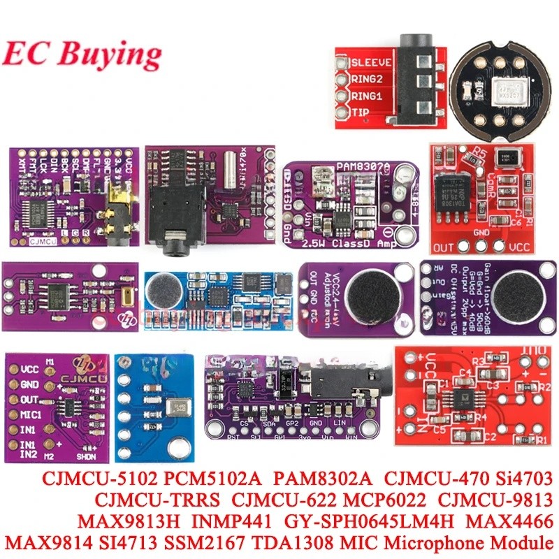 5 ชิ้น/1 ชิ้น PAM8302 2.5 วัตต์ Class D เครื่องขยายเสียง PCM5102A MAX9813 MAX9814 MCP6022 Si4703 SI4