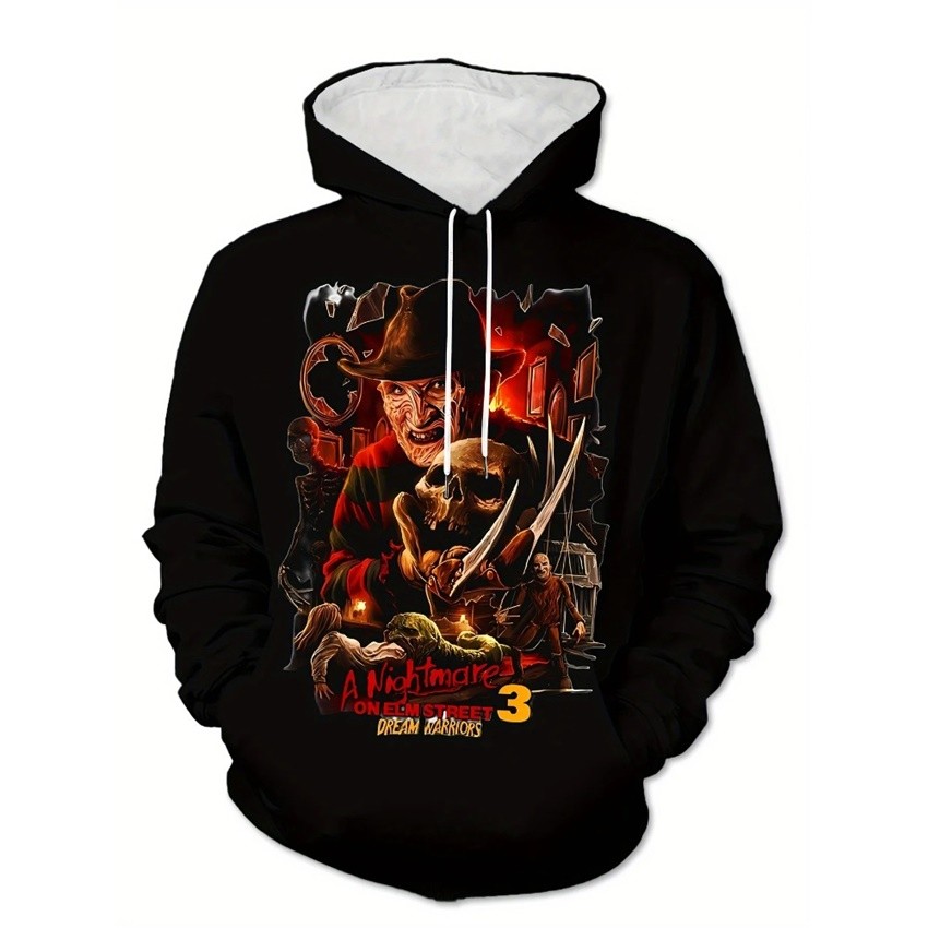 เสื้อสเวตเตอร์ผู้ชายพร้อมฮู้ด พิมพ์ลาย Freddy Krueger 3D จาก A Nightmare on Elm Street