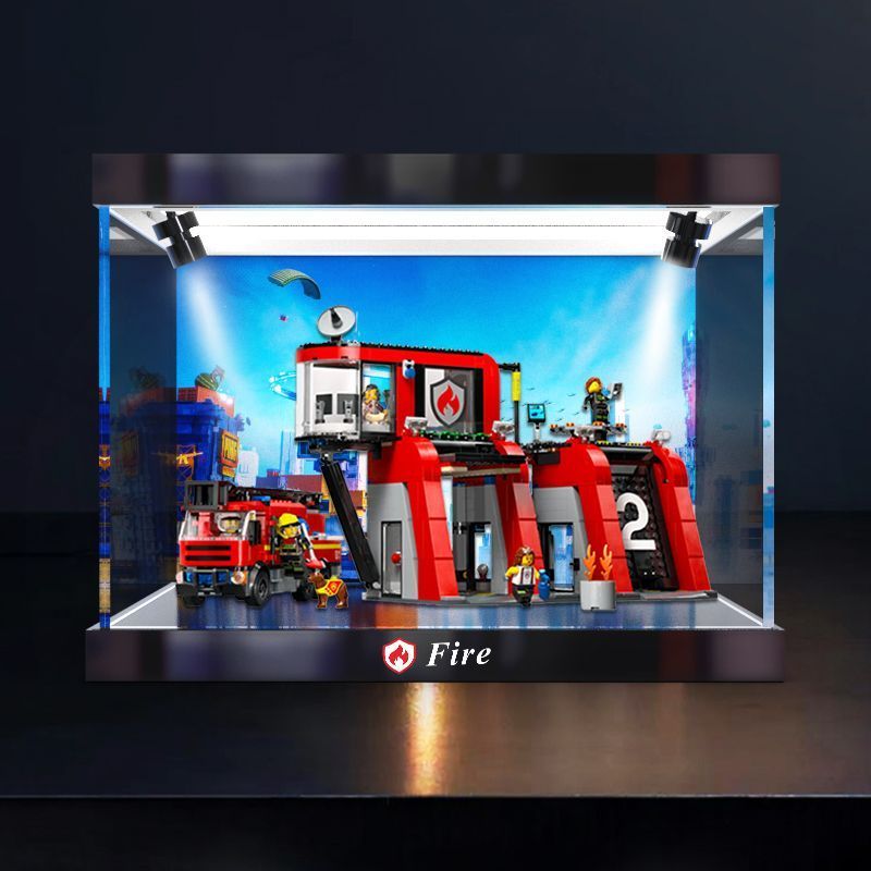 กล่องแสดงโปร่งใสอะคริลิคเหมาะสําหรับ Lego City Series 60414 Modern Fire Station Building Blocks 5120