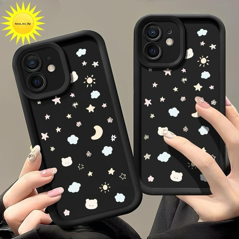 Sky รูปแบบ Clouds Stars Matte Rose Black สําหรับ Itel A06 Itel A50c 4g Itel A60 Itel A60s Itel A80 4