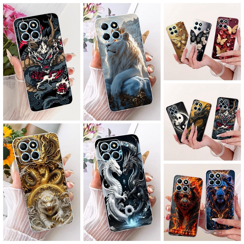 เคสเท่สําหรับ Honor X8 5G VNE-N41 / X6 VNE-LX1 / X6s / Honor 70 Lite RBN-NX1 ฝาครอบสิงโตมังกรการ์ตูน