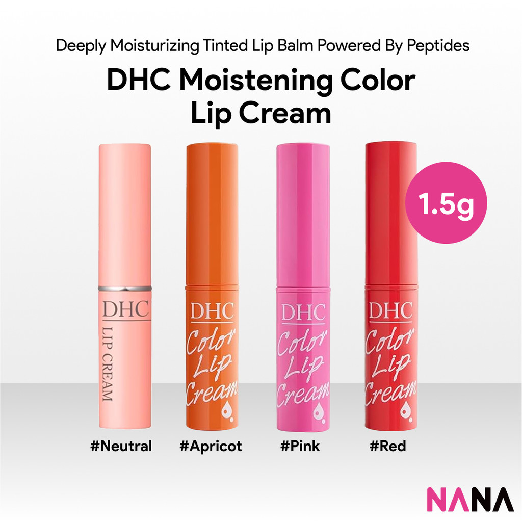 DHC Moistening Color Lip Cream 1.5g [#Neutral, #Red, #Pink, #Apricot]