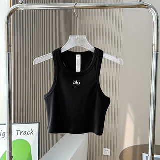 Alo Vest ผู้หญิงกีฬาโยคะ Casual I-Shaped สลิงขนาดเล็กสั้นเกลียวผ้าฝ้ายแท้ด้านใน Slim-fit Top ยุโรปและอเมริกา