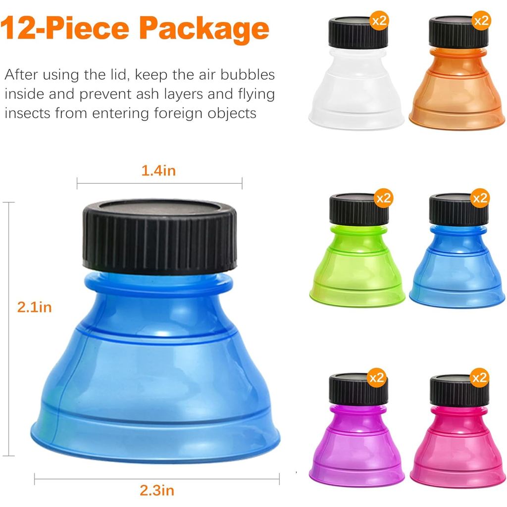 CoguZed 12 Packs Soda Can Lids and Covers - Spill-proof Soda Can Lid for Beer, Juice, Energy Drinks 