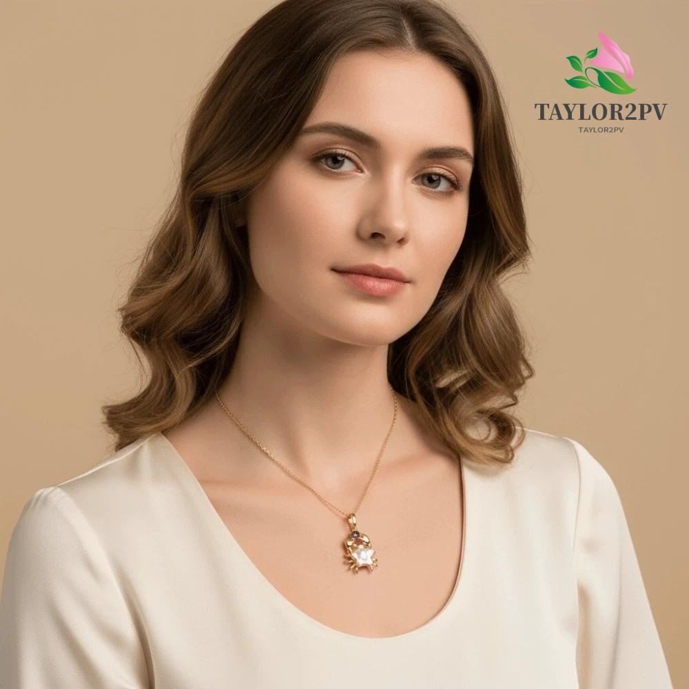 Taylor2pv สร้อยคอสไตล์ทะเล มีดีไซน์เป็นรูปปิ้งกะทัดรัดพร้อมพลอยไข่มุก กันน้ำได้สำหรับผู้หญิง