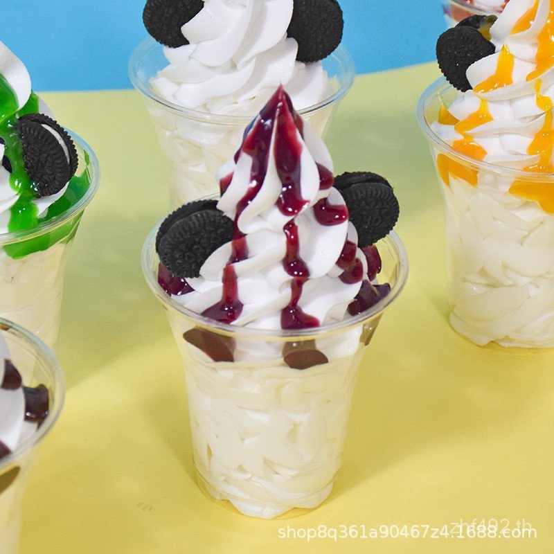 Jam Oreo Shop รุ่นนมจําลองไอศกรีมการถ่ายภาพเครื่องประดับตกแต่งครีมปลอมขนมหวาน Props J7HW