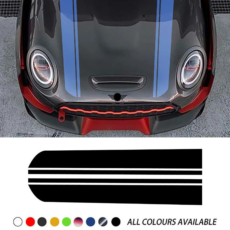 2 ชิ้นรถ Hood สติกเกอร์ Bonnet Stripes ไวนิล Decal สําหรับ MINI Cooper R60 Countryman F60 F55 F56 R5