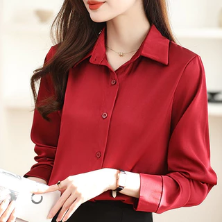 เสื้อโปโล แขนยาว สไตล์เกาหลี สําหรับผู้หญิง สีทึบ งาน เสื้อผ้า(ชุดดำงานศพ พร้อมส่ง)