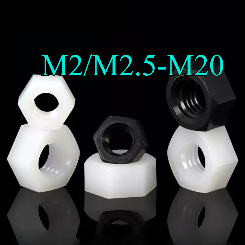Nylon Hex Nut Nut Black/White/Transparent Nylon Hex Nut M2/M2.5-M20 [HN-MB]