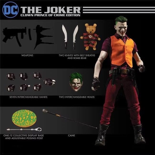 Ant mezco Batman Gotham Joker 20 ซม.Joker Action Figure ผ้าเสื้อผ้า Villain Figure