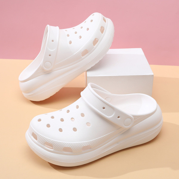 sketchers official รองเท้าพื้นหนาโฟม รองเท้ามีรูพัฟสำหรับฤดูร้อนพื้นหนารองเท้าสวมด้านนอกที่ทนต่อการส