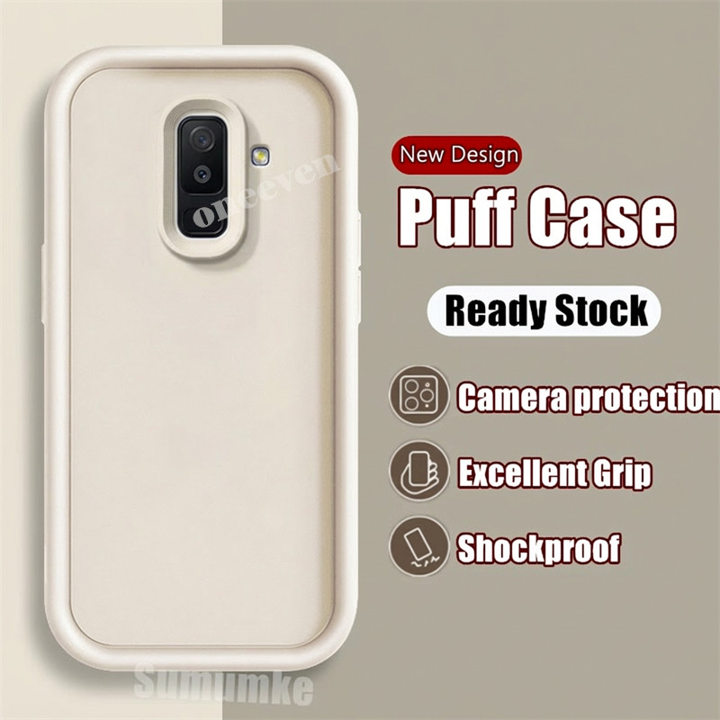 สําหรับ Samsung Galaxy J8 SM-J810G J810F J810Y J810GF J810M ผิวสัมผัสซิลิโคนนุ่มพัฟกล้องป้องกันลายนิ