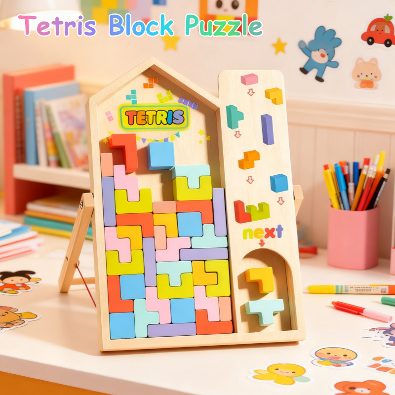 Tetris Block Puzzle ปริศนารัสเซีย เกมพ่อแม่ลูก จิ๊กซอว์ไม้ ของเล่นเพื่อการพัฒนาเด็ก