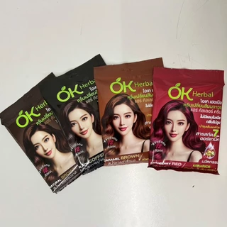 [แบบกล่อง] OK Herbal แชมพูย้อมผมปิดผมขาว [มี 8 สี ให้เลือก] / ครีมเปลี่ยนสีผม [มี 4 สี ให้เลือก] ไม่มีแอมโมเนีย ไม่ฉุน