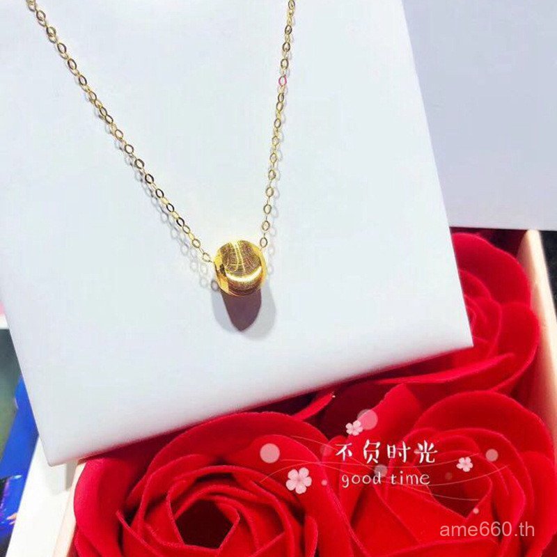 สร้อยคอทองคำบริสุทธิ์พร้อมลูกปัด Passepartout Cats Eye 999 Effect Shiny Cats Eye