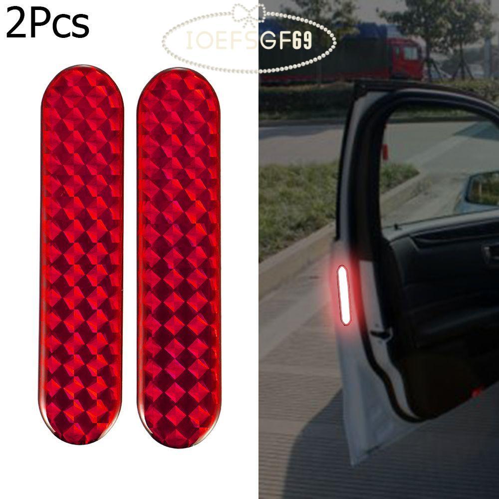 IOEFSGF69 2 ชิ้น แถบสะท้อนแสงรถยนต์ Decal Auto Red Safety Mark