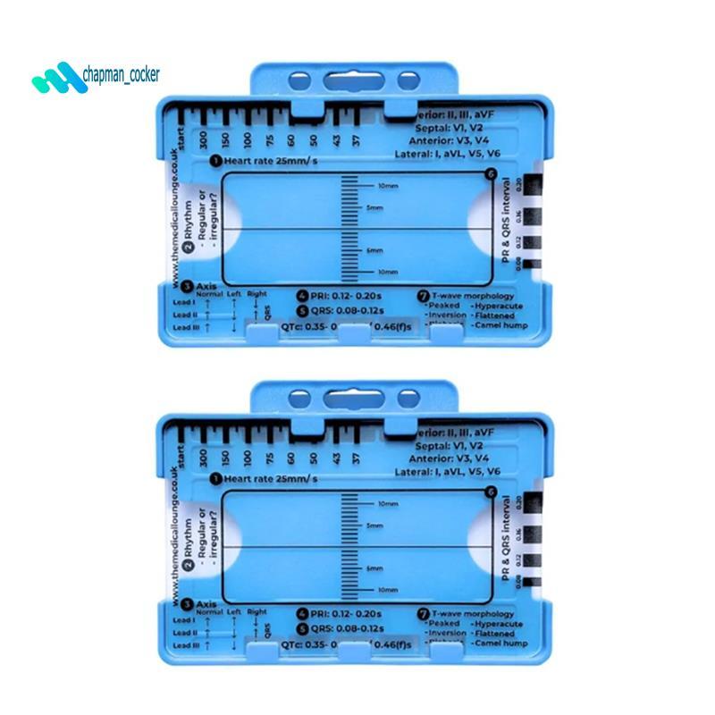 2PCS ECG 7 Step ไม้บรรทัด ECG 7 ขั้นตอนไม้บรรทัดสําหรับ ECG 7 Step ไม้บรรทัด ECG, แบบพกพา ECG Assess