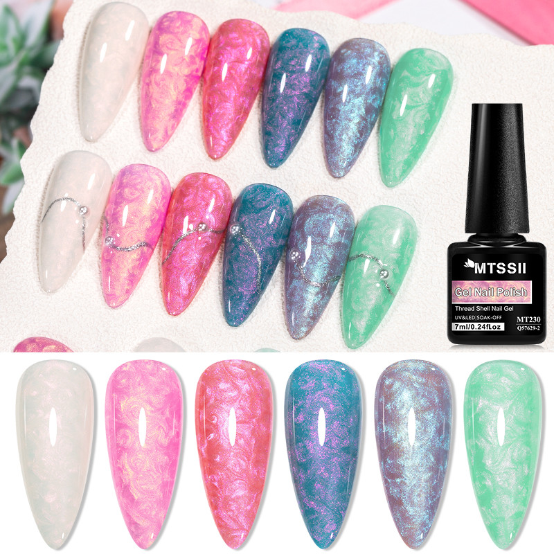 MTSSII Auroras เปลือกด้ายเล็บเจลกึ่งถาวรเล็บ Soak Off UV LED เคลือบเงาเล็บ