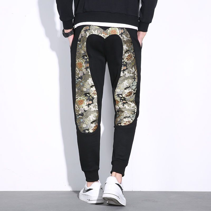 กางเกงกีฬาผู้ชายทรงหลวม ด้ายทองคำ Evisu