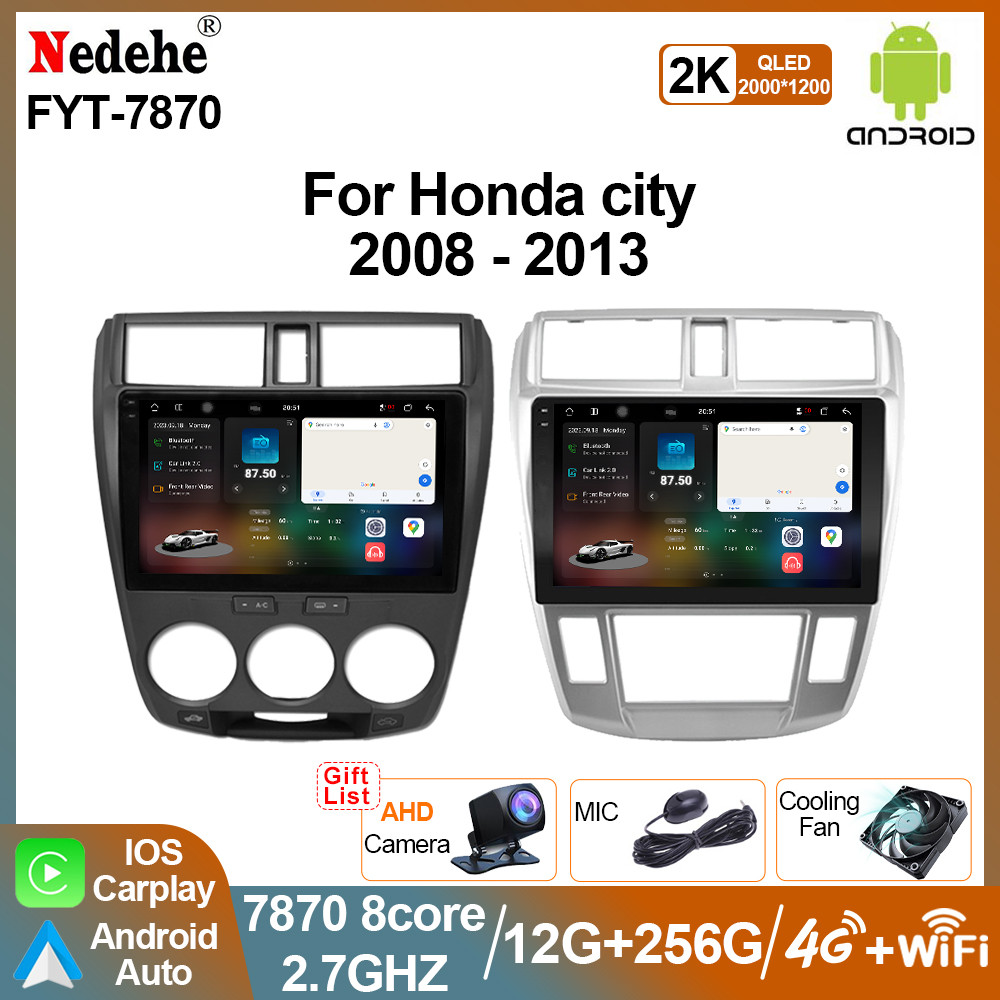 7870 2.7GHZ CPU 10 "Android PlayerสําหรับHonda city 2008 -2013 Carplay Android Auto 2k 2000*1200 QLE