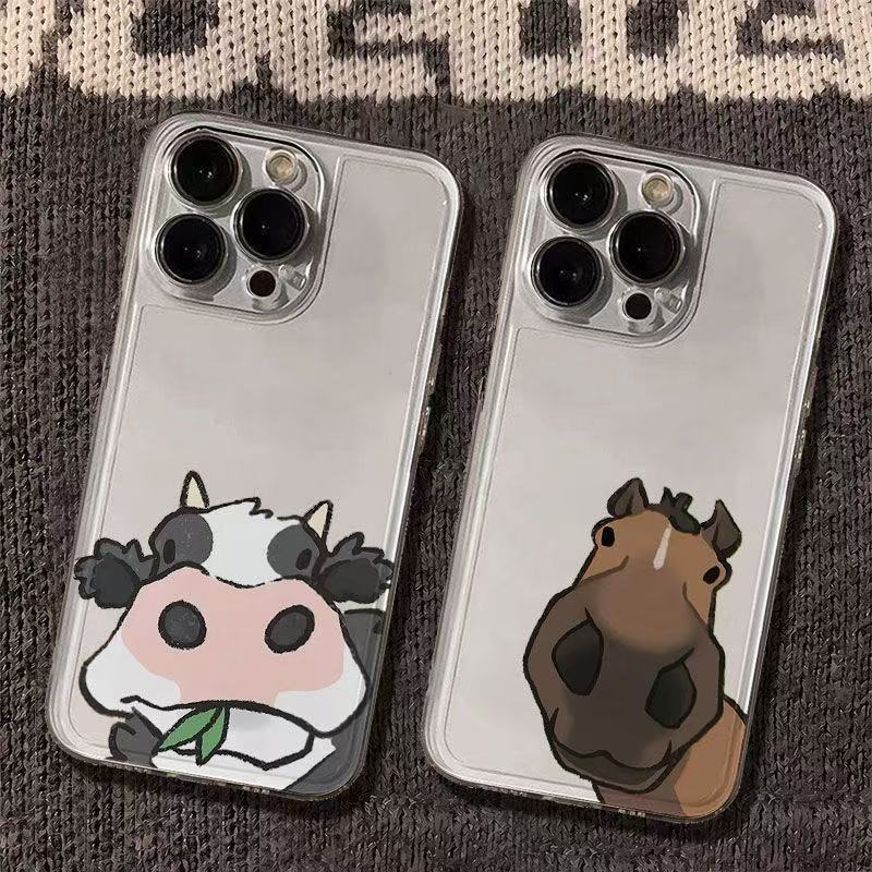 ตลกวัวม้าปลอกใสสําหรับiPhone 17 Air 16 15 14 13 12 11 Pro XS Max X XR 8 7 Plus Soft Caseคลุมทั้งหมด | ทคบีดาจ