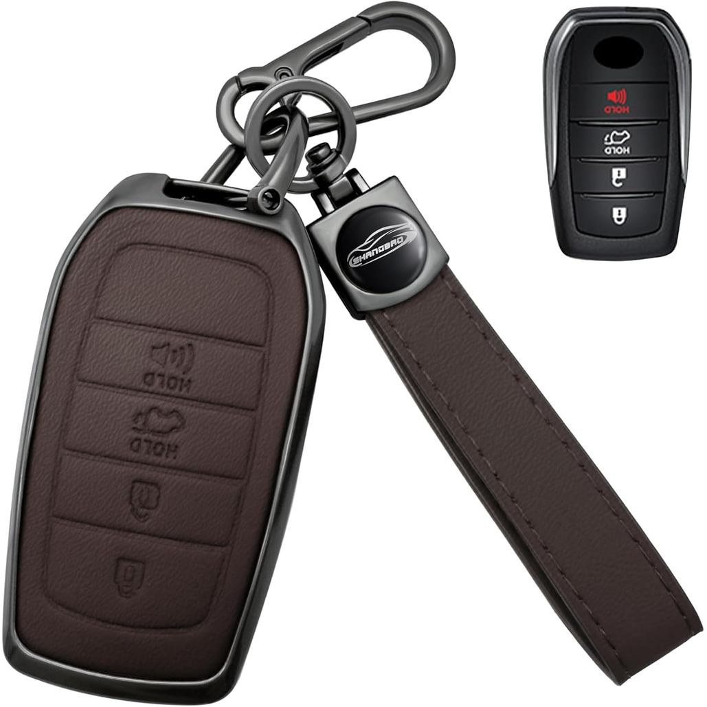 for Toyota Key Fob Coverwith Leather zinc Alloy Keychains,for 2022-2024 2025 Toyota Tundra, for 2023