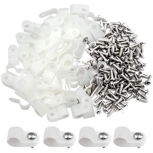 XINGYHENG 100pcs White Nylon R-Type Cable Clamps Fastener for 1/8 Inch (3.2mm) Dia Wire Tube Plastic