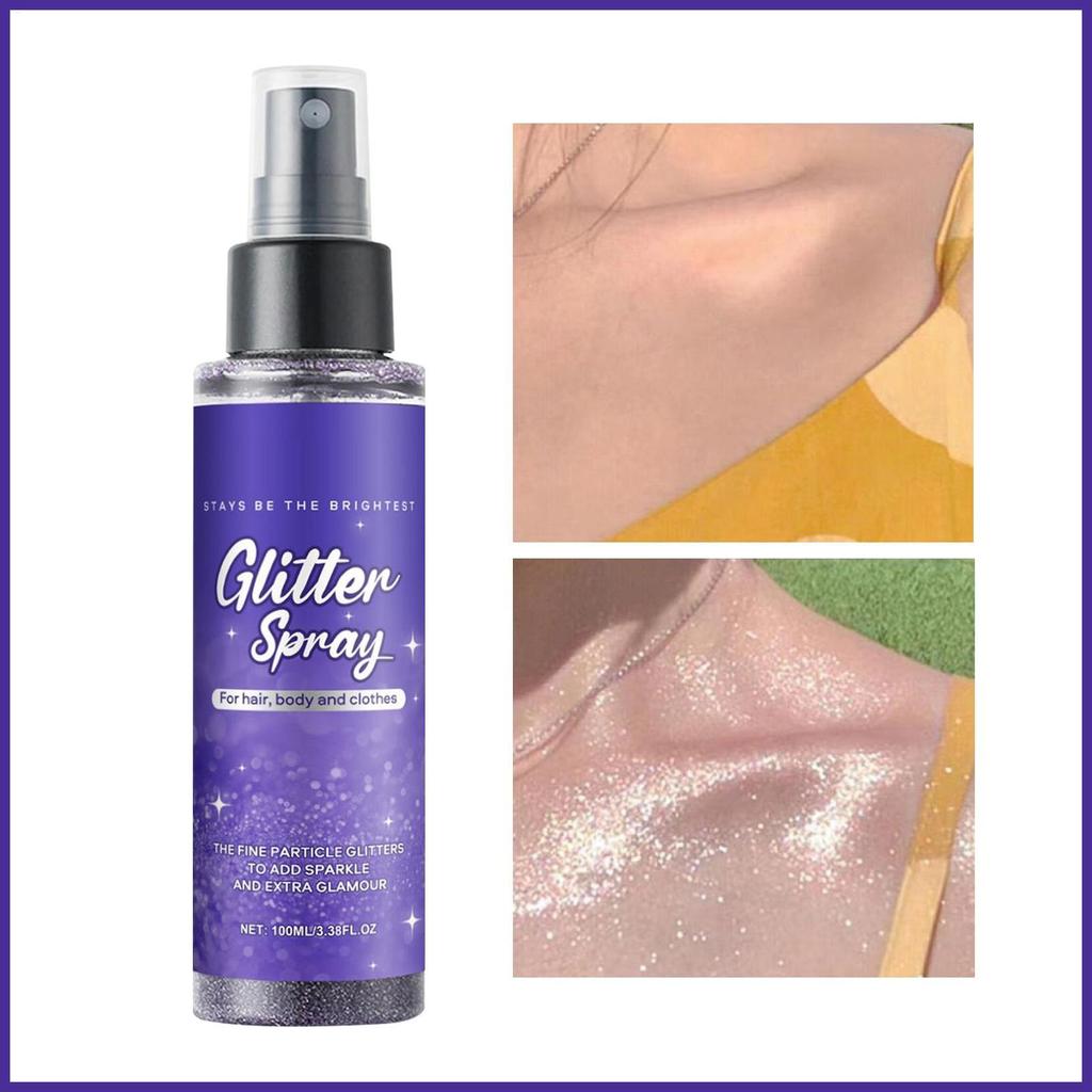 Body Glitter Spray Festival Makeup Face Glitter Spray Skin-Friendly อเนกประสงค์ Sparkling Hairspray 