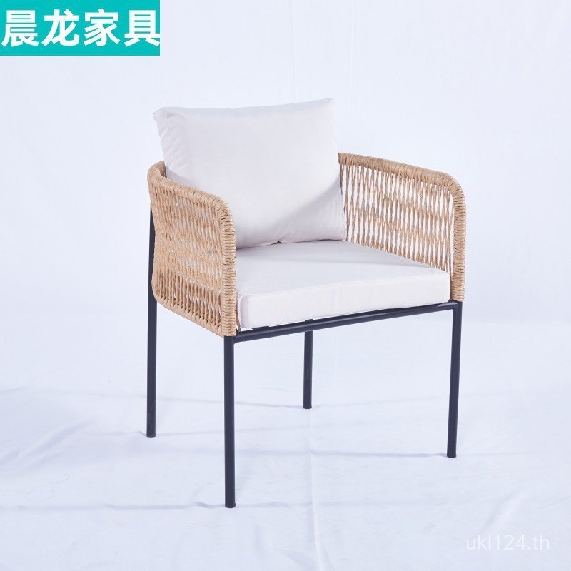 โซฟา Cafe Courtyard Simple ในครัวเรือนโซฟาขนาดเล็ก Nordic Villa Leisure เก้าอี้หวายระเบียงหวายกลางแจ