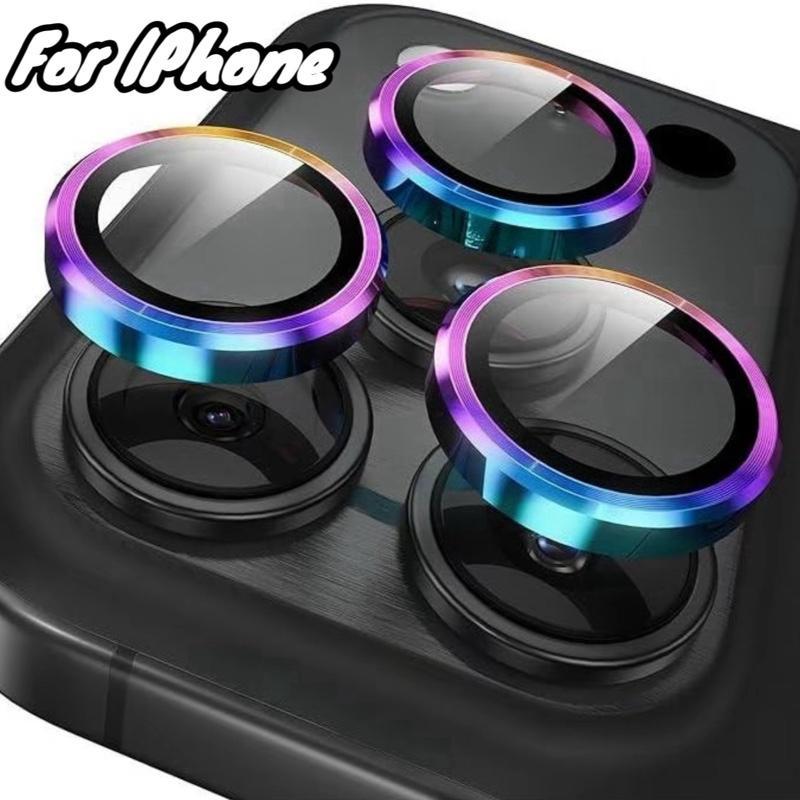 ฟิล์มกล้องวงแหวนขอบโลหะ For iphone 17 17Air 17Pro 17Promax /16/15/14/13/12/11 Pro Promax ป้องกันฝาครอบเต็ม กระจกนิรภัย