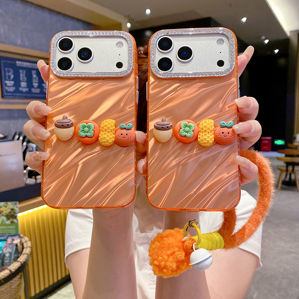 IMDสีส้มระลอกน้ําเคสโทรศัพท์สําหรับiPhone 17 15 16 14 13 12 11 Pro Maxแฟชั่นที่อุดมไปด้วยWishesฝาครอ