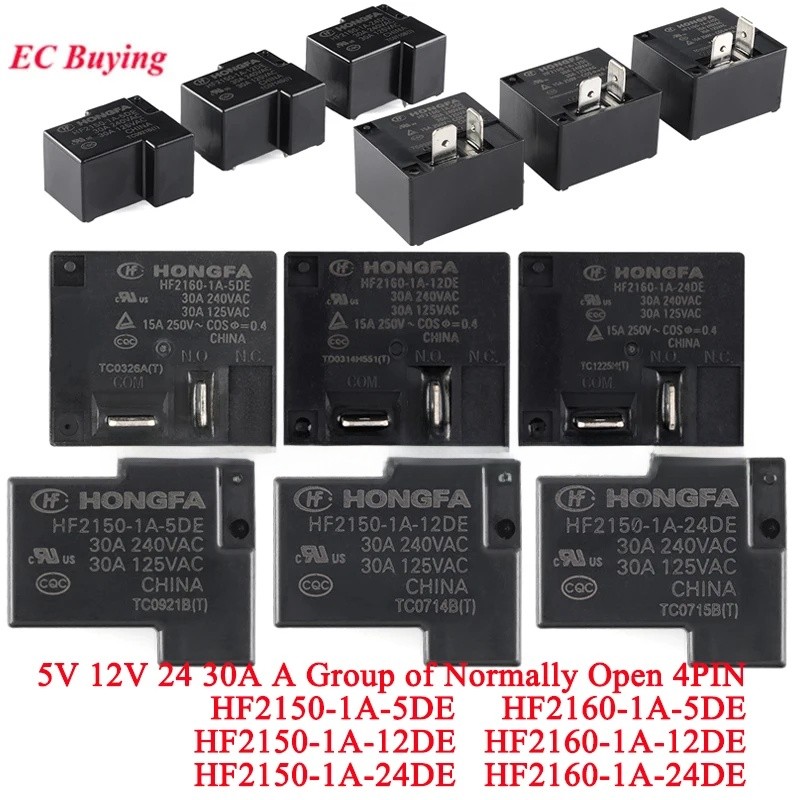 1 PC รีเลย์พลังงานสูง 30A HF2150 HF2150-1A HF2150-1A-5DE HF2150-1A-12DE HF2150-1A-24DE DC 5V 12V 24V