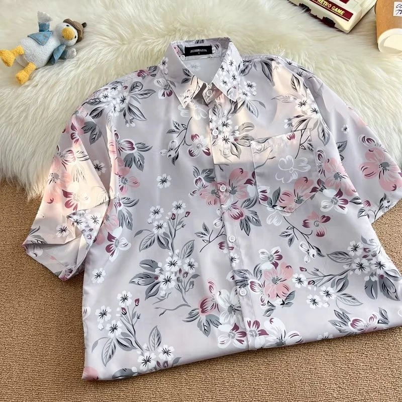 MSMS เสื้อเชิ้ตลายดอก แขนสั้น ผ้าเรยอน ทรงหลวม thumbnail 7