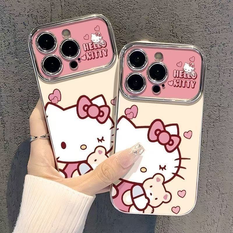 เคสโทรศัพท์ลาย Hello Kitty รูปหัวใจ เข้ากันได้กับ iPhone11/13/14/15Pro/16/17Pro/16ProMax, X/MAX/XR, 7/8Plus (ZT6DSC0274)